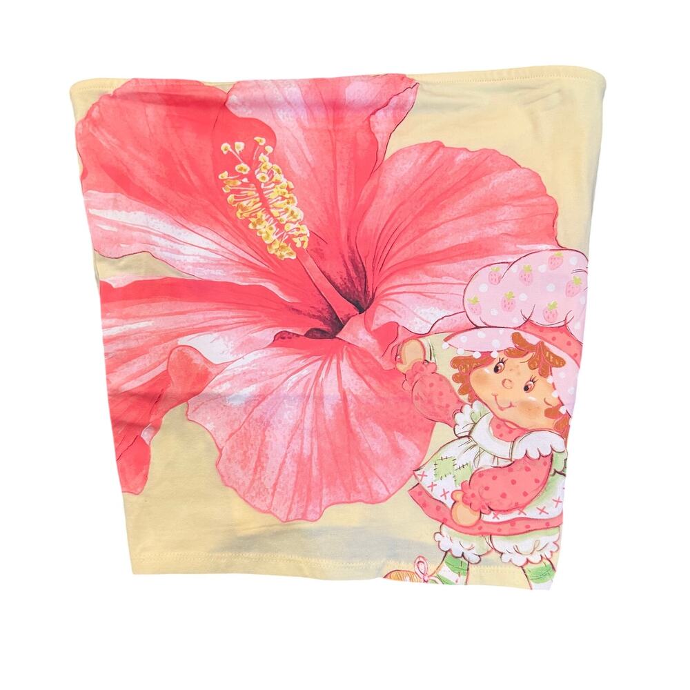 Strawberry Shortcake Yellow Hibiscus Tube Top Strapless Graphic Cami Size S